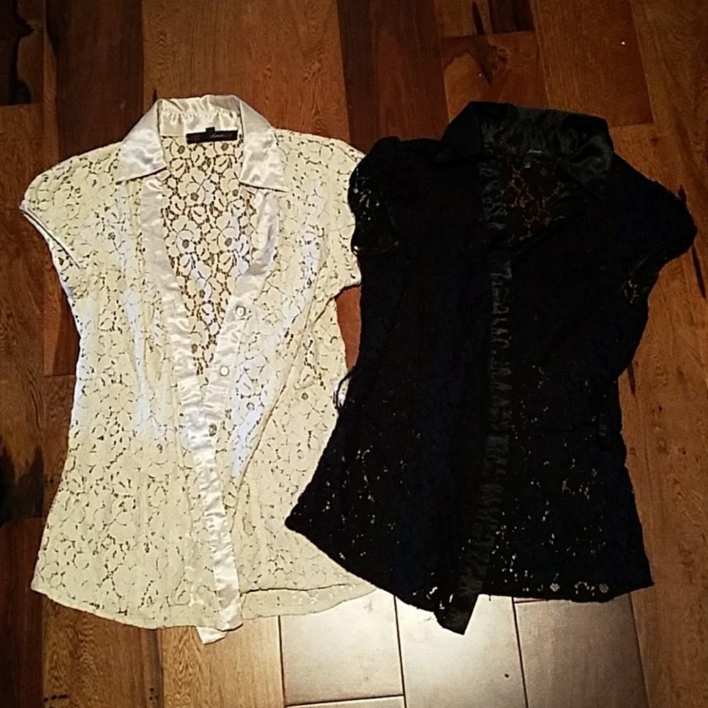 Lace sheer button up shirts